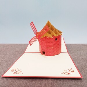 Moinho de vento, Cartão pop-up 3D, Cartão comemorativo 3D, Cartão pop-out, Artesanato em papel, Suprimentos de papel, Suprimentos para festas