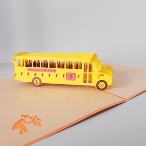 Autobus scolaire, Carte pop-up 3D, Carte de voeux 3D, Carte pop-out, Carte-cadeau, Créations en papier, Fournitures en papier, Articles de fête, Cadeau pour l'ouverture de l'école