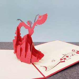 Dançarina, Cartão pop-up 3D, Cartão comemorativo 3D, Cartão pop-out, Artesanato em papel, Suprimentos de papel, Cartão-presente, Dançarina