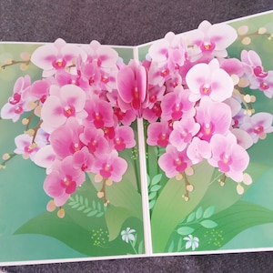 Moth Orchids, 3D Pop-up card, 3D greeting card, Pop out card, Paper craft, Paper supplies, Gift card, 3D Flower card