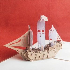 Bon voyage, Carte pop-up 3D, Carte de voeux 3D, Carte pop-out, Créations en papier, Fournitures en papier, Carte-cadeau, Voilier
