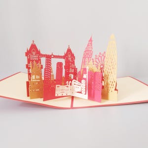 London Scenery Line, 3D-pop-upkaart, 3D-wenskaart, pop-outkaart, Papierkunst, Papierbenodigdheden, Feestartikelen, Brits souvenircadeau, Engeland