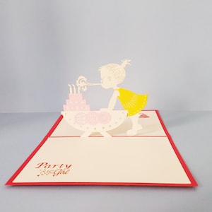 Souffler des bougies, Carte d'anniversaire pop-up 3D, Carte de voeux 3D, Carte pop-up, Créations en papier, Fournitures en papier, Carte-cadeau, Fête d'anniversaire pour fille