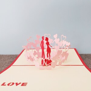 Surrounded With Hearts, 3D Pop-up love card, 3D greeting card, Pop out card, Paper craft, Paper supplies, Anniversary, Valentine's
