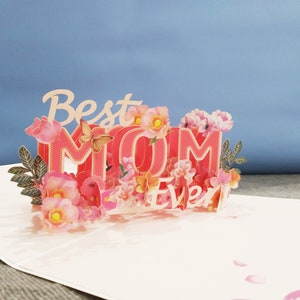 Melhor MÃE de Todos os Tempos, Cartão Pop-up 3D, Cartão de felicitações 3D, Cartão Pop-out, Artesanato em papel, Suprimentos de papel, Cartão-presente para mãe, Presente para mãe