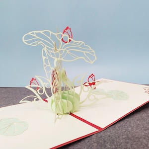 Lotus, 3D Pop-up card, 3D greeting card, Pop out card, Paper craft, Paper supplies, Party supplies, 3D Flower card