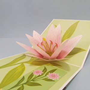 Lelie, 3D-uitvouwkaart, 3D-wenskaart, pop-outkaart, Papercraft, Papierbenodigdheden, Cadeaukaart, 3D-bloemenkaart