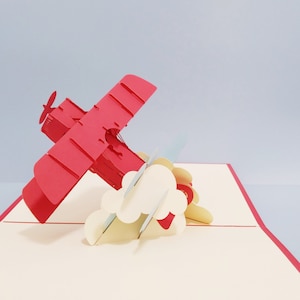 Avion dans les nuages, Carte pop-up 3D, Carte de voeux 3D, Carte pop-out, Créations en papier, Fournitures en papier, Carte-cadeau