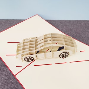 Carro, Cartão pop-up 3D, Cartão comemorativo 3D, Cartão pop-out, Artesanato em papel, Suprimentos de papel, Cartão-presente, Presente para ele
