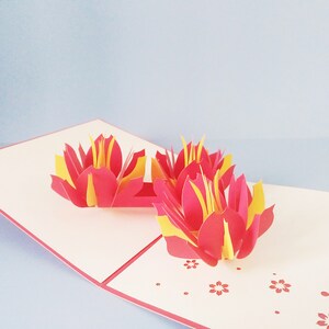 Fiori in fiore, biglietto pop-up 3D, biglietto di auguri 3D, biglietto pop-out, carta artigianale, articoli di carta, articoli per feste