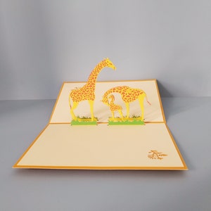 Família de girafas, Cartão pop-up 3D, Cartão comemorativo 3D, Cartão pop-out, Artesanato em papel, Suprimentos de papel, Cartão-presente