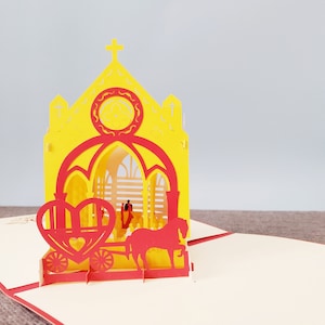 3D Pop-Up Wedding Church Card, Paper Craft Gift