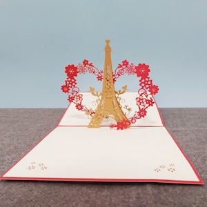 Tour Eiffel, Carte pop-up 3D, Carte de voeux 3D, Carte pop-up, Créations en papier, Fournitures en papier, Carte-cadeau, France, Paris