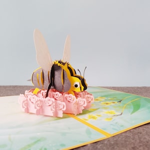 Abeille, Carte pop-up 3D, Carte de voeux 3D, Carte pop-up, Créations en papier, Fournitures en papier, Articles de fête