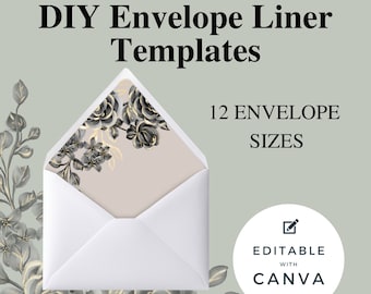 DIY Envelope Liner, Szablony Envelope Liner Na Płótnie, Koperta Ślubna, A7 Euroflap, A7 Square Flap, A6,4 BAR,A2, Szablony Liner
