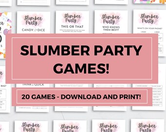 20 sleepover party games, afdrukbare game Girl Slumber Party, tienerverjaardagsspellen, pyjamafeest Instant Download, verjaardag Sleepover, PDF