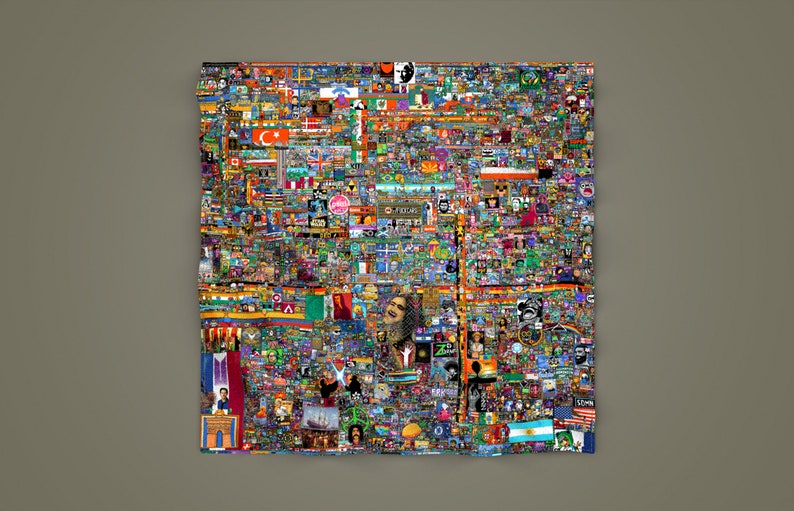 Reddit R/place Pixel Art 2022 Final Image 135x135 Tapestry Etsy