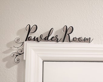 Powder Room Sign Double Sided Personalized Street Signs Vintage Distressed Farmhouse Decor Hanging Bathroom Sign