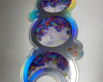 Holographic Moon Phases Sticker, Waterproof Vinyl Decal