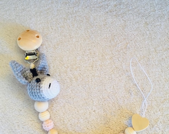 Handmade crochet pacifier clip