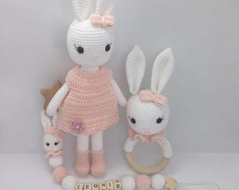 Baby gift set / personalized baby gift / rattle / personalized pacifier clip / baby toy / children's gift