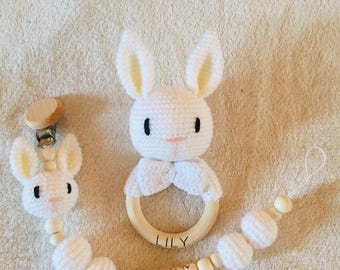 Baby gift set / personalized baby gift / rattle / personalized pacifier clip / baby toy / children's gift