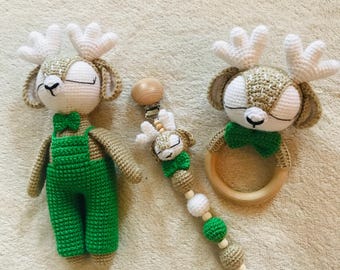 baby gift set / baby shower gift / rattle / pacifier clip / baby toy / child's toy