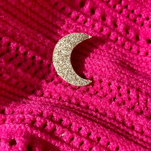 Broche Lune en cuir Pailleté image 1