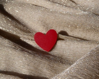 Red Heart Leather Brooch