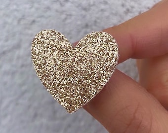 Broche Coeur en cuir - Pailleté