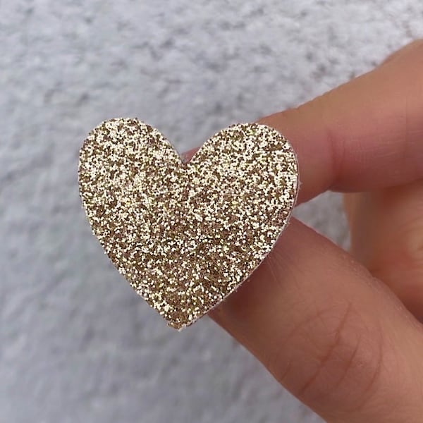 Broche Coeur en cuir - Pailleté