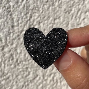 Schwarze Glitzer-Herz-Lederbrosche