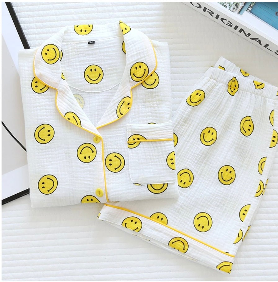 Smiley Face Pajamas Preppy Pyjamas Preppy Sleepwear Trendy Etsy Australia