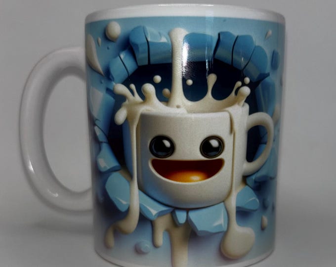 Cute mug face in blue as a motif mug to give as a gift or treat yourself.