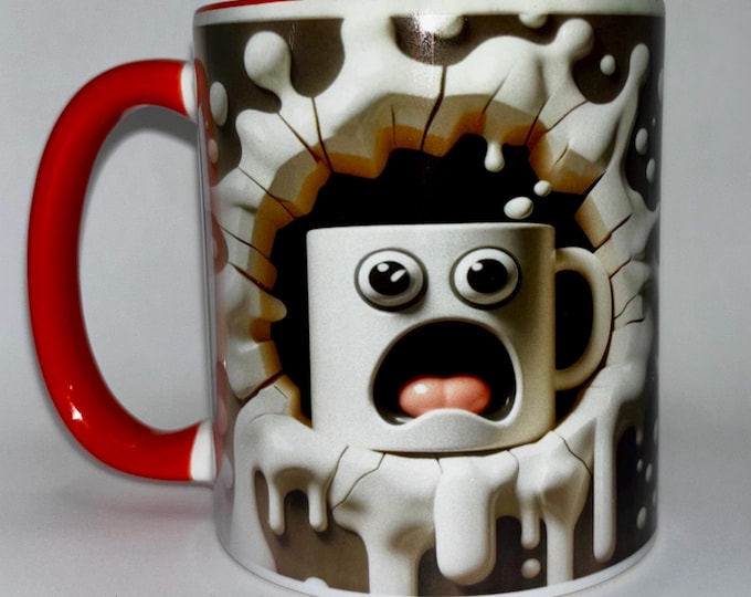 Cute red mug face as a novelty mug to give as a gift or treat yourself.
