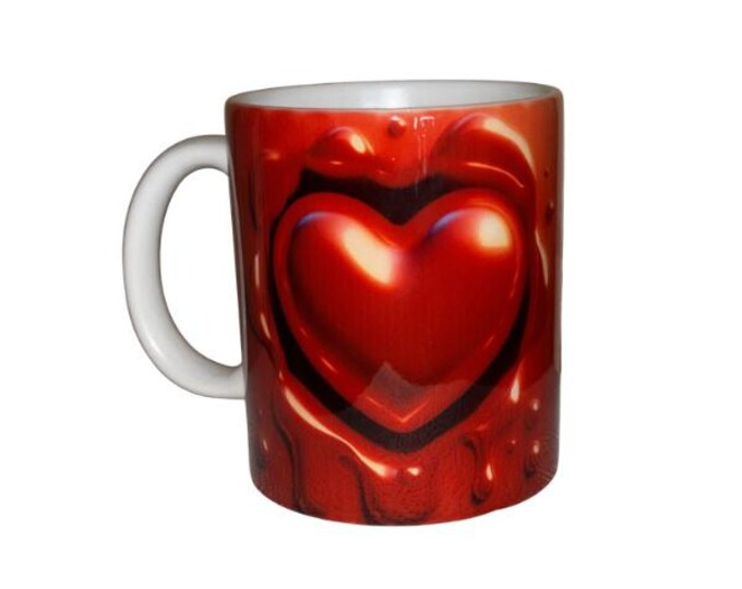 Ein wunderschönes rotes Herz als Motivtasse zum verschenken oder sich auch einmal selbst beschenken.