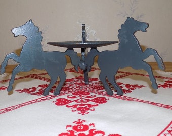 Candlestick with horse profiles vintage 1980s