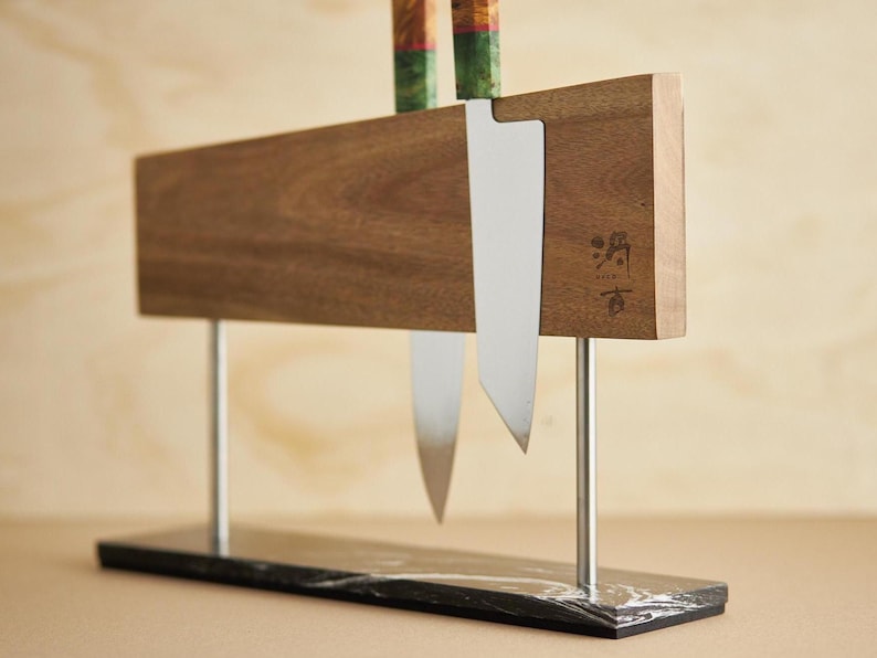 Magnetic Knife Block | Double Sided Holds 10 to 12 Knives | Blades up to 10" Black