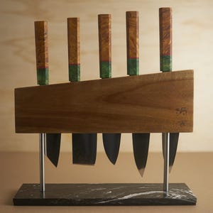 Bloque magnético para cuchillos de madera maciza / Independiente - Doble cara / 10-12 cuchillos imagen 3