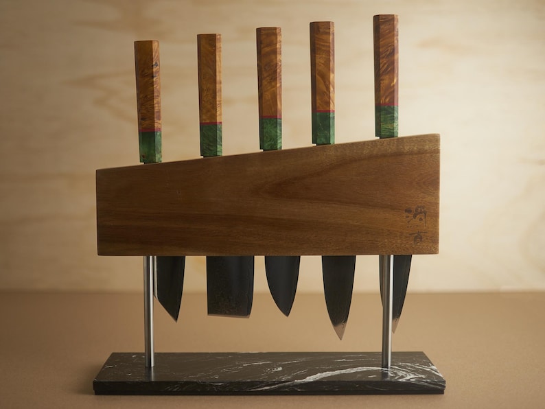 Bloque magnético para cuchillos de madera maciza / Independiente - Doble cara / 10-12 cuchillos imagen 3