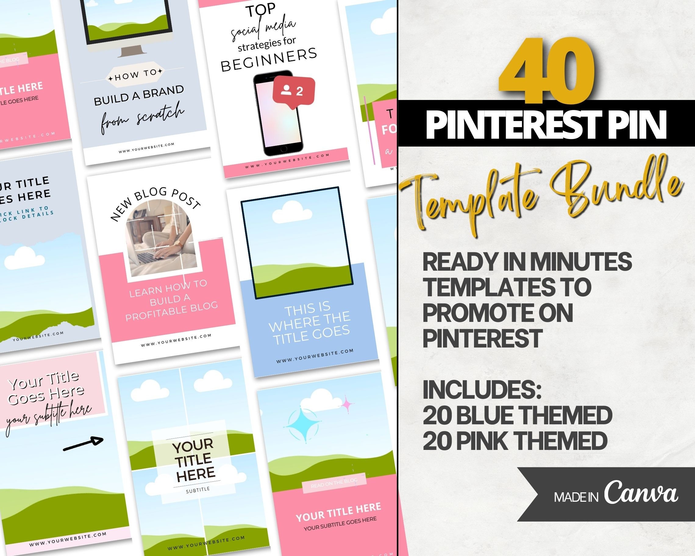 Static Pin Pinterest Pinterest Pins Canva BUNDLE, Canva, Pinterest Pin Templates, Pinterest ...