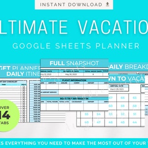Travel Planner, Google Sheets planner, family vacation planner, vacation planning, travel google sheets planner, planner, google sheets