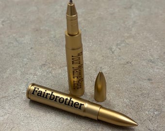 Personalized Bullet Pen | 3” Metal Novelty Ink Pen | Engraved Name Pen | Unique Gift for Him | Funny Father’s Day Gift | Hunting Gift