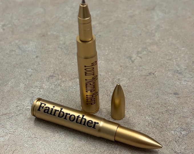 Personalized Bullet Pen | 3” Metal Novelty Ink Pen | Engraved Name Pen | Unique Gift for Him | Funny Father’s Day Gift | Hunting Gift