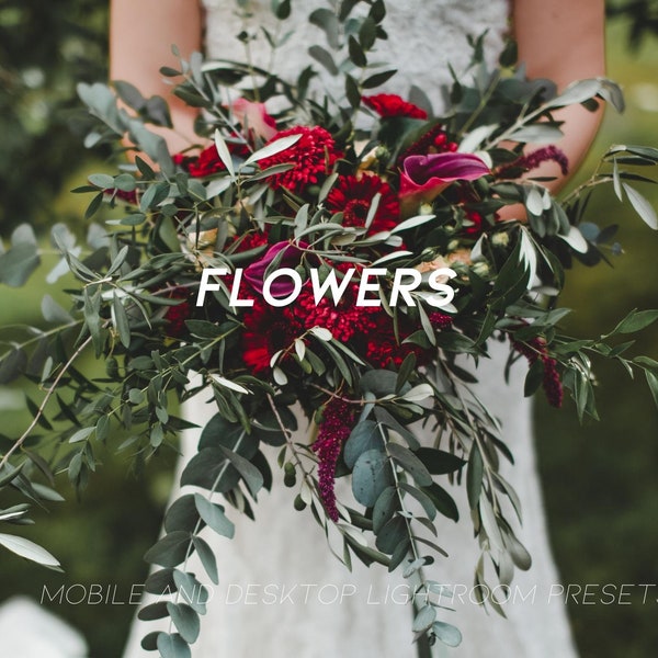 6 FLOWER Lightroom Mobile + Desktop Presets | Nature Presets | Wedding Flowers Presets