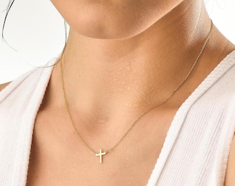 Tiny Cross Choker Necklace: Dainty Confirmation and Religious Gift