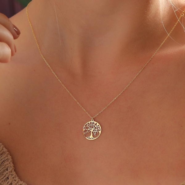 14k Gold Celtic Tree of Life • Family Tree Of Life Necklace • Yggdrasil Tree of Life Charm • Minimalist Everyday Jewelry • Gift for Mom