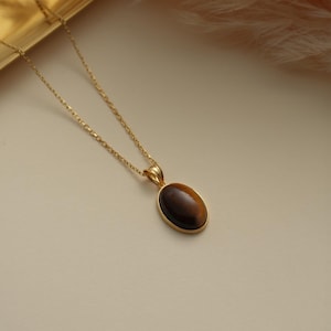 Dainty Tiger’s Eye Crystal Necklace ∙ Non-Tarnish Genuine Healing Crystal Jewelry ∙ Protective Gemstone Pendant ∙ Unique Gift for Her
