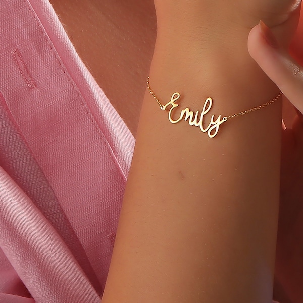 14k Gold Personalized Name Bracelet ∙ Tiny Name Baby Shower Bracelet ∙ Toddler Baby Girls Bracelet ∙ New Mom Gift ∙ Baptism Baby Girls Gift