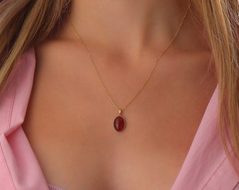Dainty Handmade Carnelian Necklace • Natural Healing Raw Crystal Jewelry • Genuine Crystal Rock Pendant • Elegant Women Carnelian Necklace